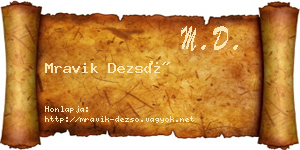 Mravik Dezső névjegykártya